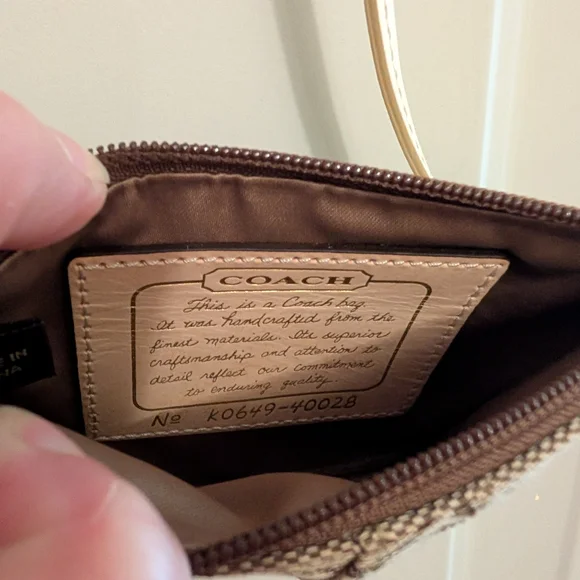 Coach Brown and Cream Signature Wristlet - Picture 4 of 4